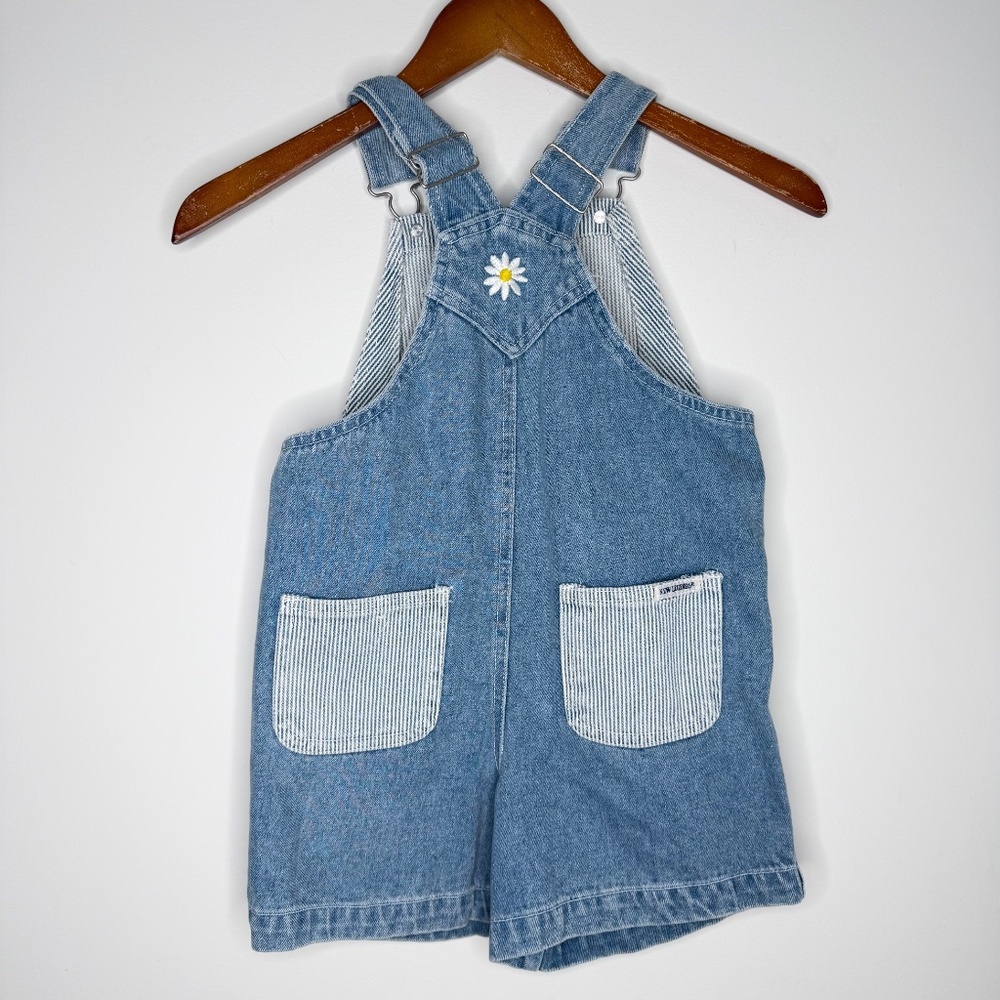 Vintage New Legends Jean Flower Embroidered Shortalls Overalls 6x - Picture 3 of 5
